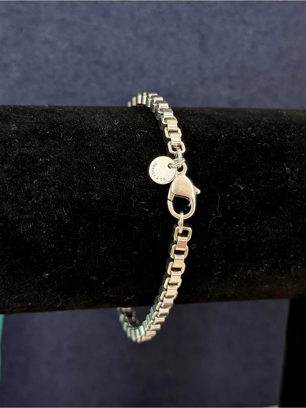 TIFFANY & CO. Sterling Silver Venetian Box Chain Bracelet 16.3g; 7.25” w/ COA